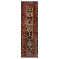 Hand-Knotted Wool Antique Circa-1900 Serab Runner 