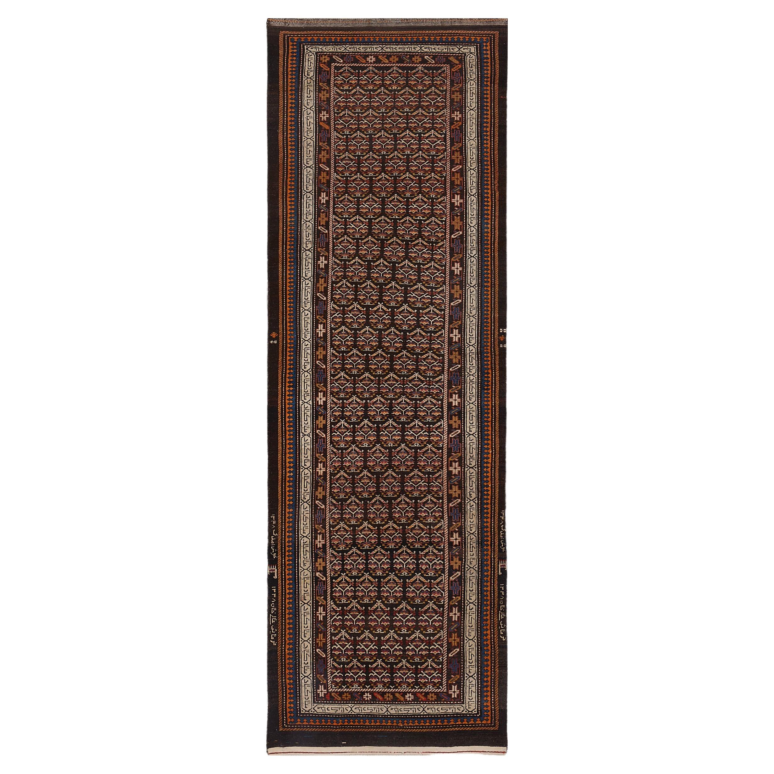 Hand-Knotted Wool Antique Circa-1920 Persian Serab Runner For Sale