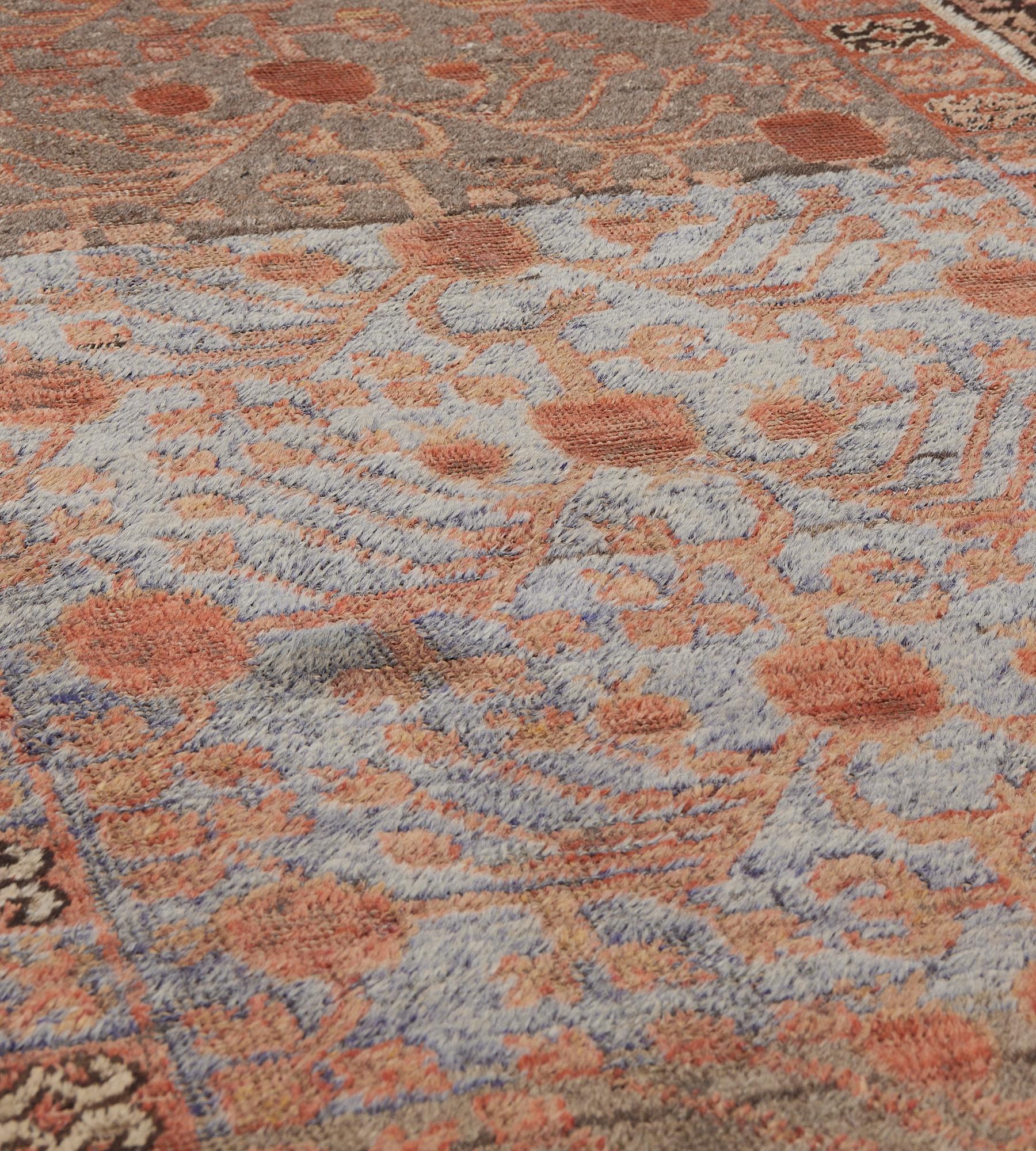 20th Century Hand-Knotted Wool Antique Pomegranate Floral Khotan Runner  For Sale
