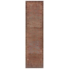 Hand-Knotted Wool Antique Pomegranate Floral Khotan Runner