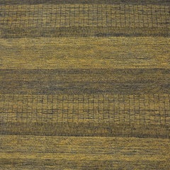 Hand-Knotted Wool Rug, Geometric Stripe Design, Gold & Black, 8' x 10'