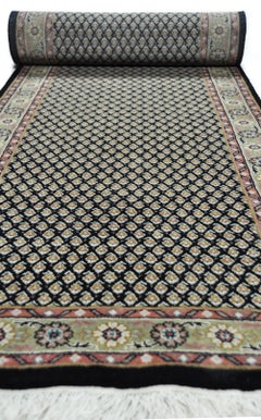 Hand Knotted Wool Brown and Beige Rug Runner Mir Sarough