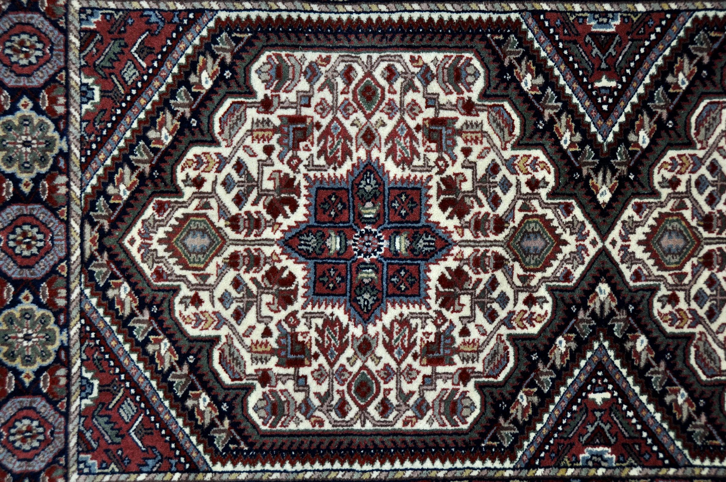 Hand-Knotted Hand Knotted Wool Brown Rug Runner Bidjar For Sale