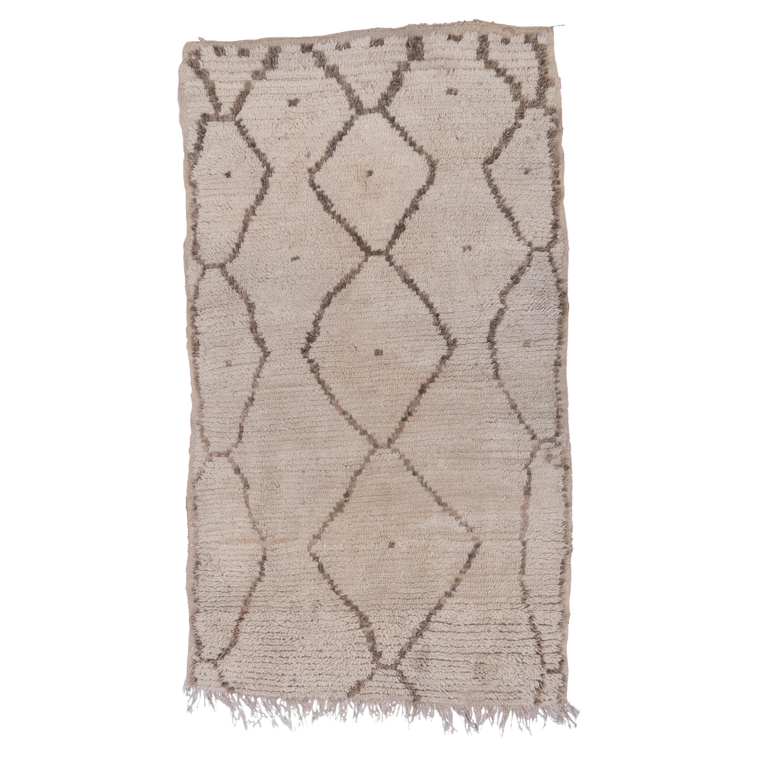 Hand-Knotted Wool Diamond Moroccan Rug For Sale