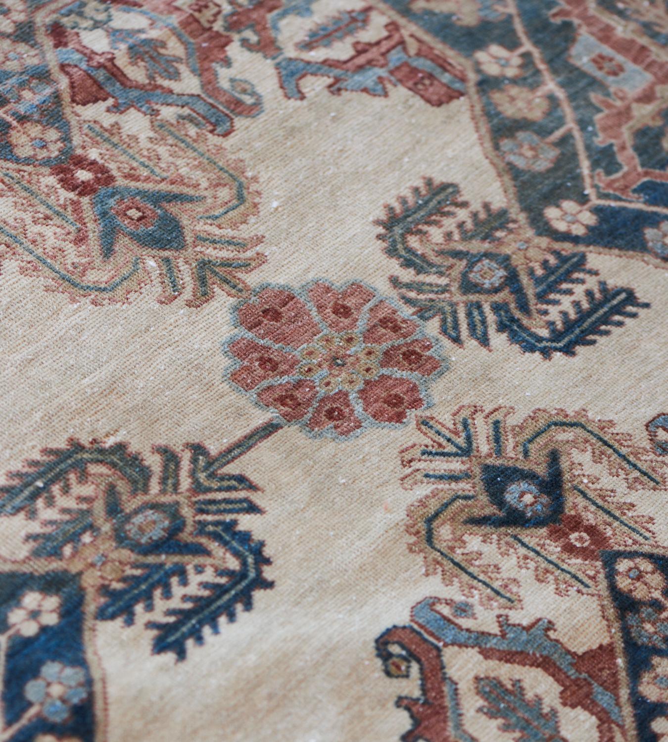 Hand-Knotted Wool Floral Persian Bakhtiairi Rug 14'2