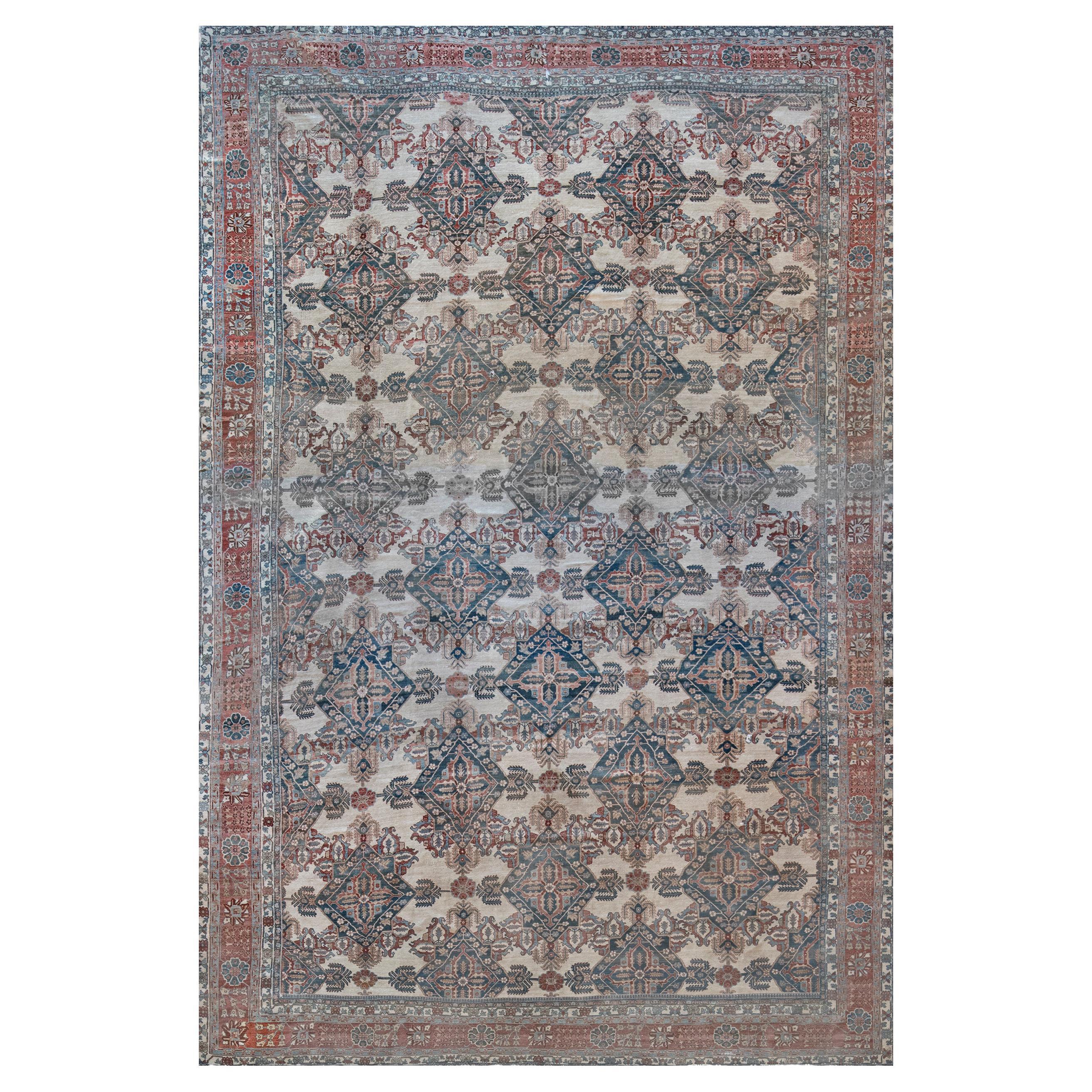Hand-Knotted Wool Floral Persian Bakhtiairi Rug 14'2"x22' For Sale