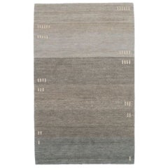 Hand-Knotted Wool Gabbeh Rug, Grey Minimalist Transitional, 3' x 5'