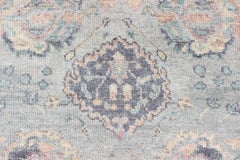 Hand Knotted Wool Oushak Rug Featuring Floral Designs in Muted Colors 7'8"X9'9"