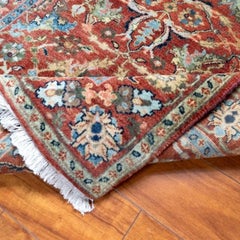 Hand-Knotted Wool Polonaise Rug, Red Persian Floral Design, 3'1"x4'10"