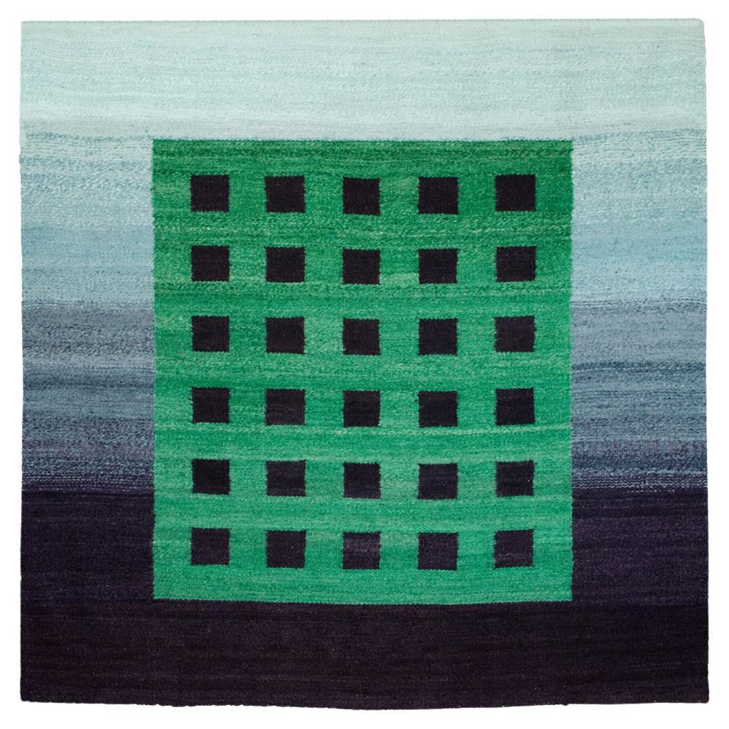 Handgewebter Wollteppich „Green on gray“ von Roberto Aizenberg im Angebot