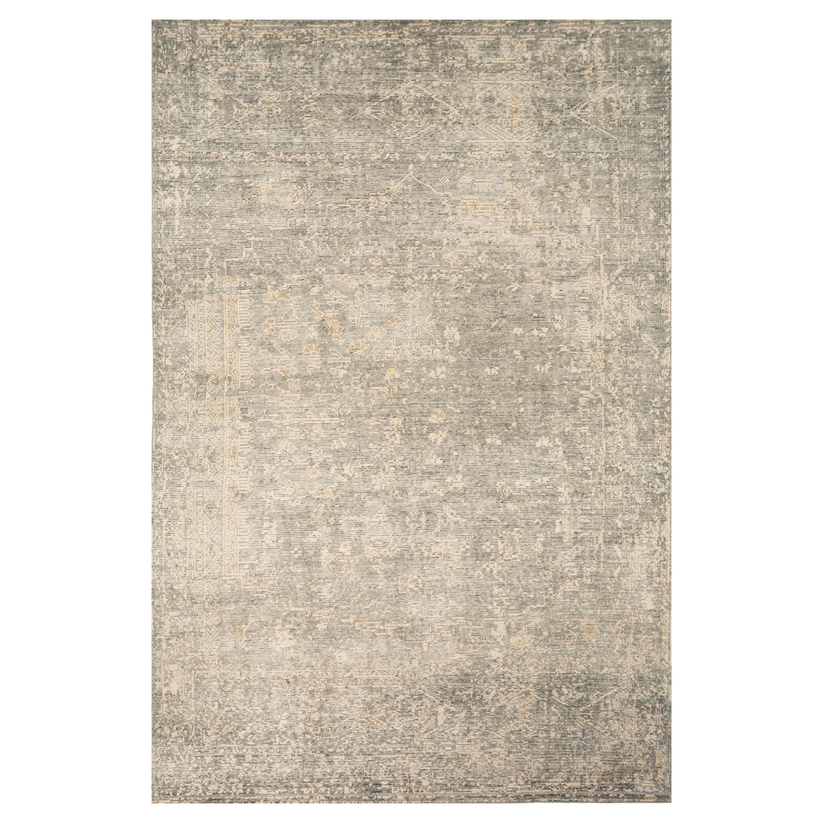Hand-Knotted Wool Rug in Ashley Blue and Blue Haze, Transitional Floral Design