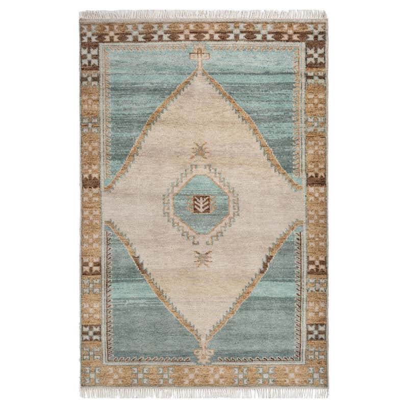 Hand-Knotted Wool Rug in Deep Charcoal and Forest Green, Subtle ...