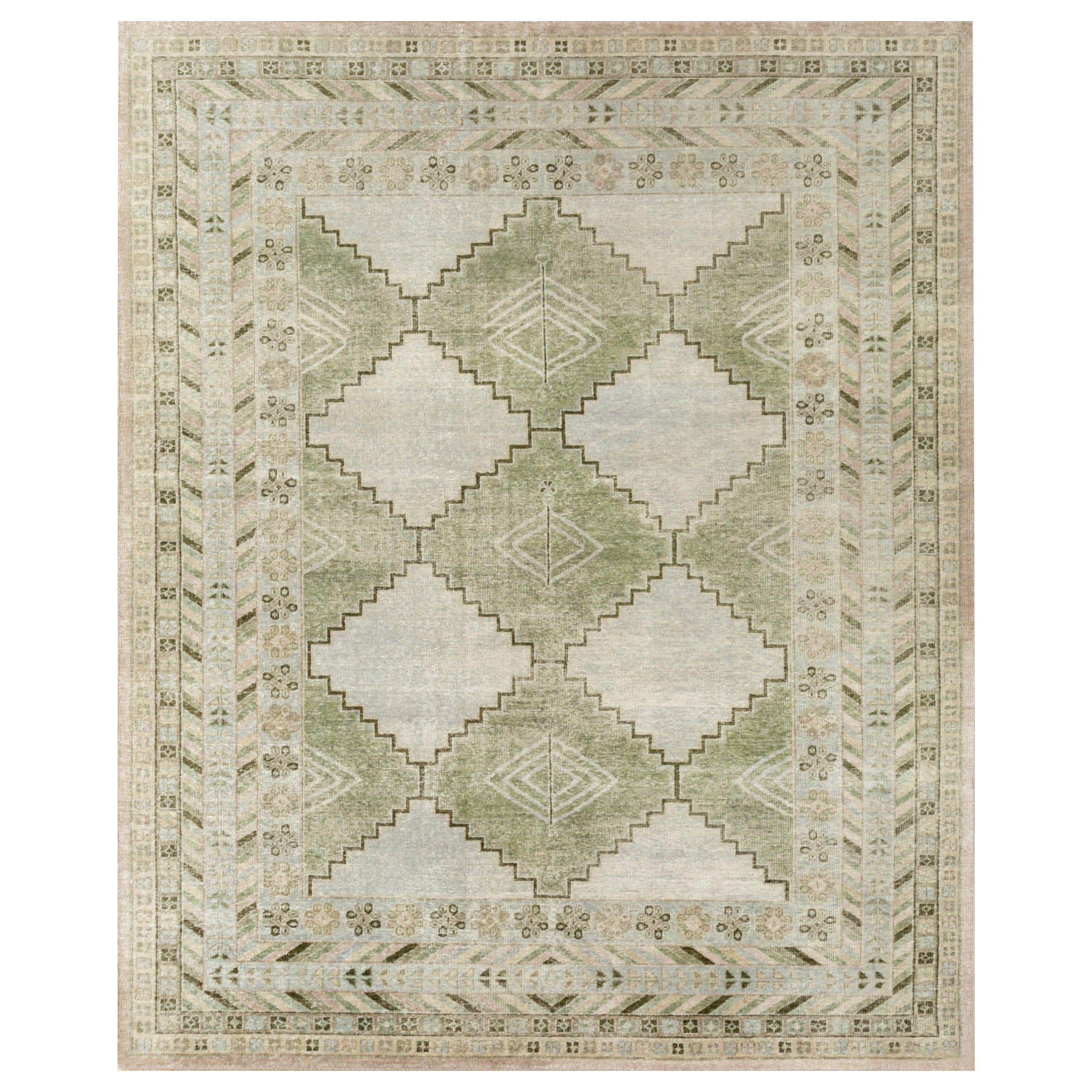Tapis en laine nouée à la main, coloris Lime Twist et Burnt Olive, design abstrait contemporain