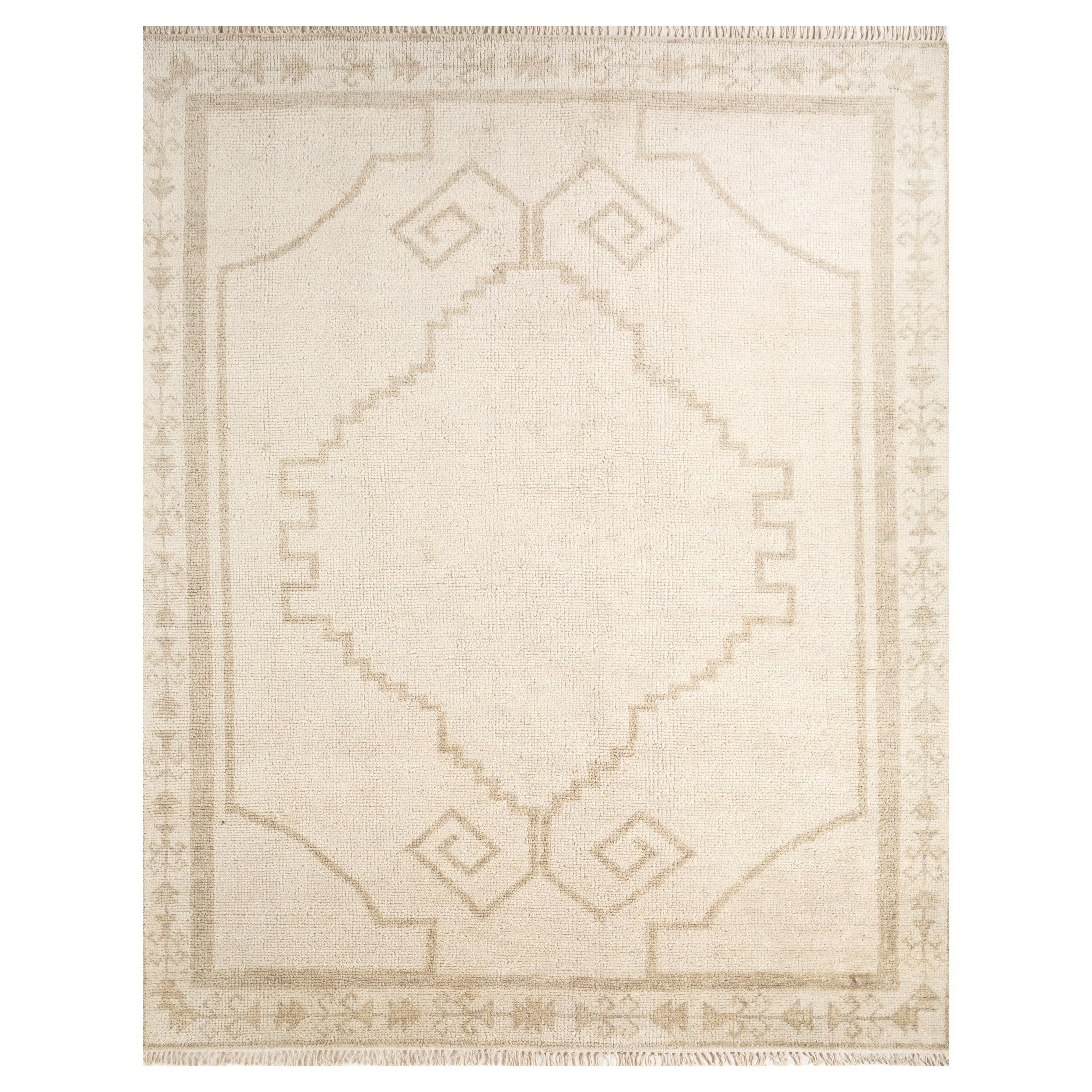 Hand-Knotted Wool Rug in White Ice and Driftwood, Modern Organic Design For Sale