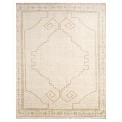 Hand-Knotted Wool Rug in White Ice and Driftwood, Modern Organic Design