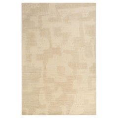 Tappeto in lana annodato a mano nei colori bianco inverno e bianco neve, elegante design minimalista