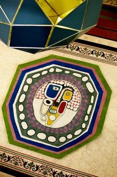 Hand-knotted wool rug "Octagon Girl" by Luis Fernando Benedit