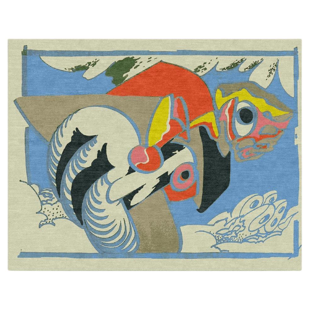 Hand-knotted wool rug "Under the sea" by Luis Fernando Benedit For Sale