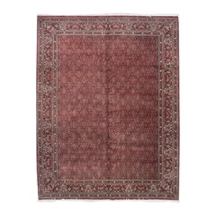 Hand-Knotted Wool & Silk Bijar Rug, Red Herati 10'x13'1" Oversized