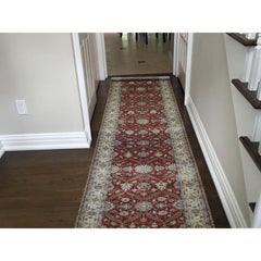 Hand Knotted Wool and Silk Hereke Design 300 Kpsi Runner Oriental Rug