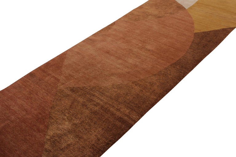 Rug and Kilim's Hand-Knotted Wool Silk Modern Runner in Brown ...
