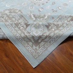 Tapis Sultanabad en laine et soie, noué à la main, bleu, grand format 12'x15'4"