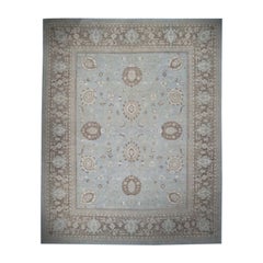 Tapis Sultanabad en laine et soie, noué à la main, bleu, grand format 12'x15'4"