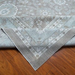 Tapis Sultanabad en laine et soie, noué à la main, couleur taupe, grand format : 12'2" x 15'3"