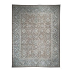 Tapis Sultanabad en laine et soie, noué à la main, couleur taupe, grand format : 12'2" x 15'3"