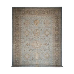 Hand-Knotted Wool Sultanabad Rug, Blue Grey Oversized 12'x17'8" Palace