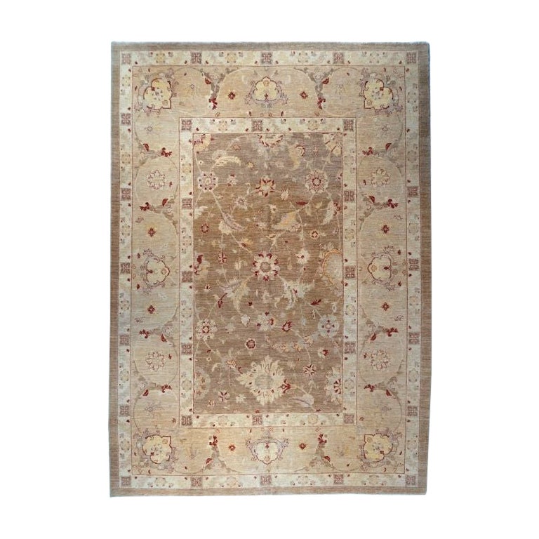 Hand-Knotted Wool Sultanabad Rug, Brown Beige 10'x14' Oversized