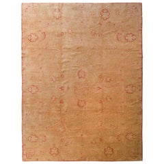 Hand Knotted Wool Sultanabad Style Rug, Red/Beige Floral Pattern