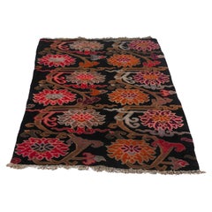 Antique Hand-Knotted Wool Tibetan Lotus Flower Area Rug