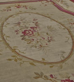 Hand-knotted Wool Traditional Red French Aubusson Rug