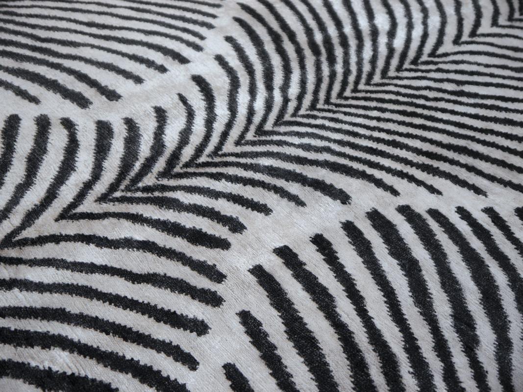 Indian Hand Knotted Zebra Rugs in Style of Art Deco Djoharian Collection 7 x 4 ft For Sale