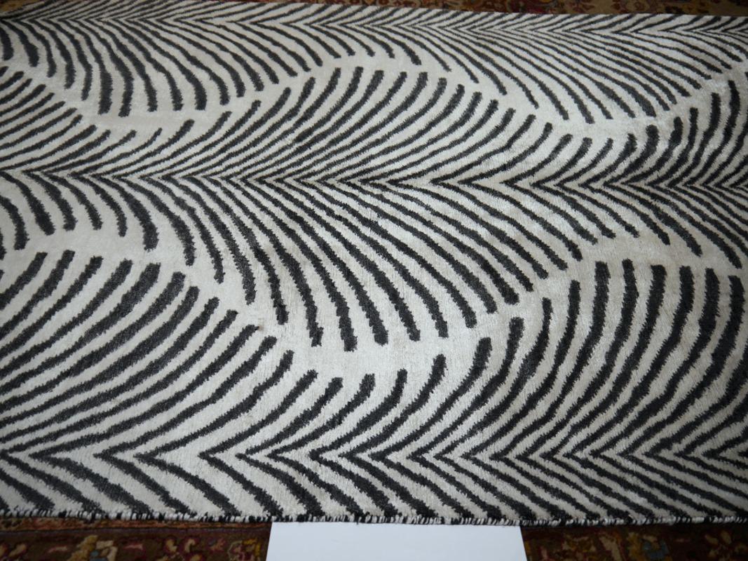 Hand-Knotted Hand Knotted Zebra Rugs in Style of Art Deco Djoharian Collection 7 x 4 ft For Sale