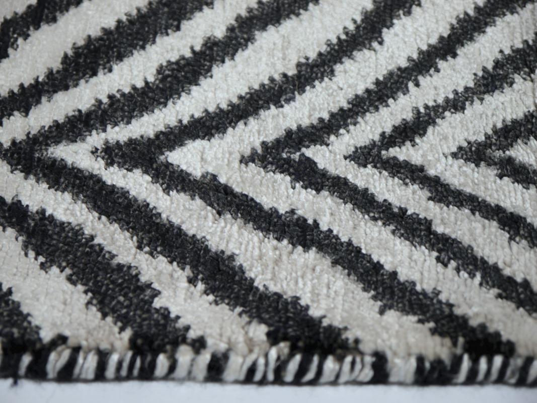 Silk Hand Knotted Zebra Rugs in Style of Art Deco Djoharian Collection 7 x 4 ft For Sale