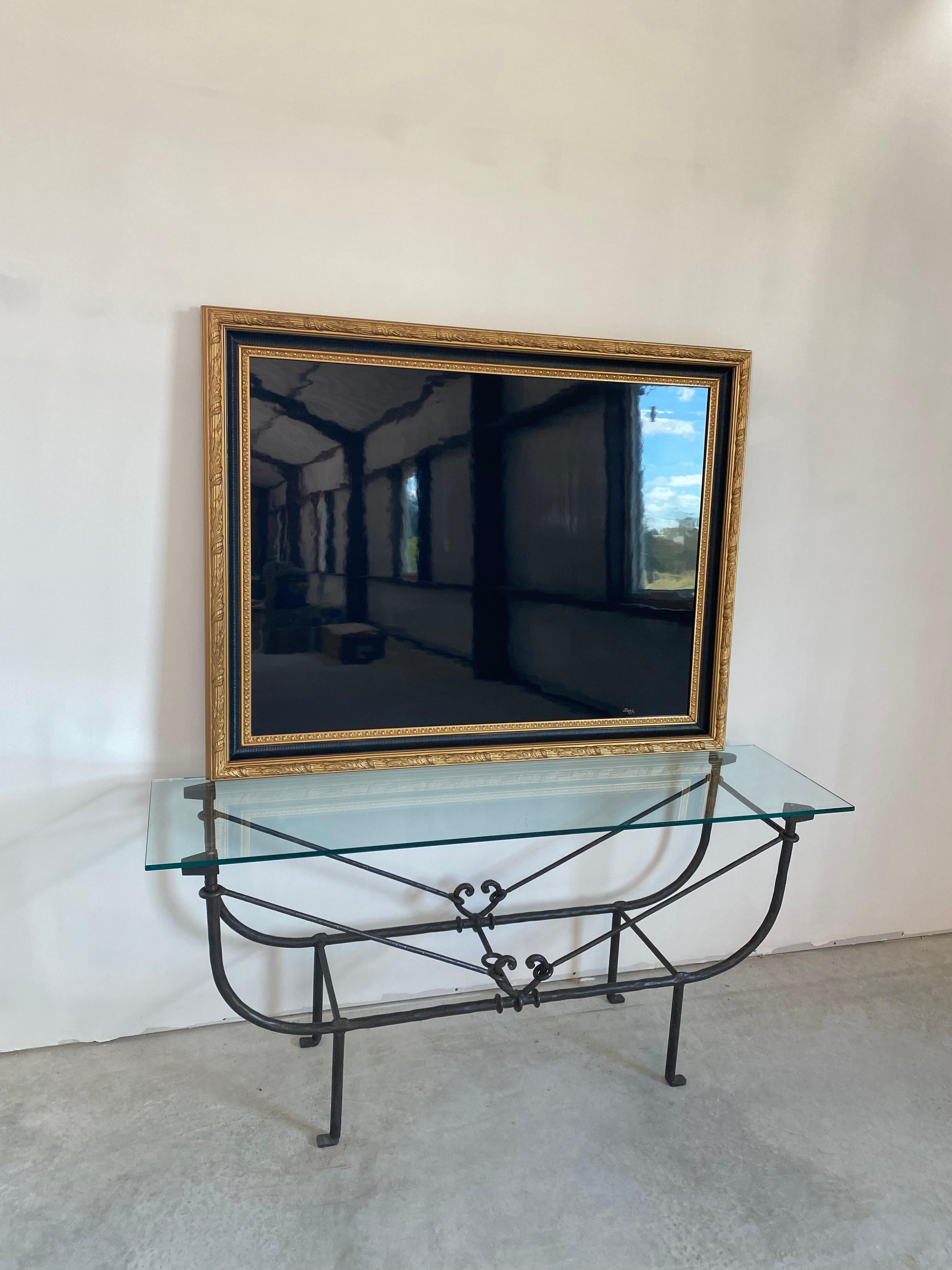 Handlackierter Klavierdeckel in vergoldetem Holzrahmen im Angebot 8