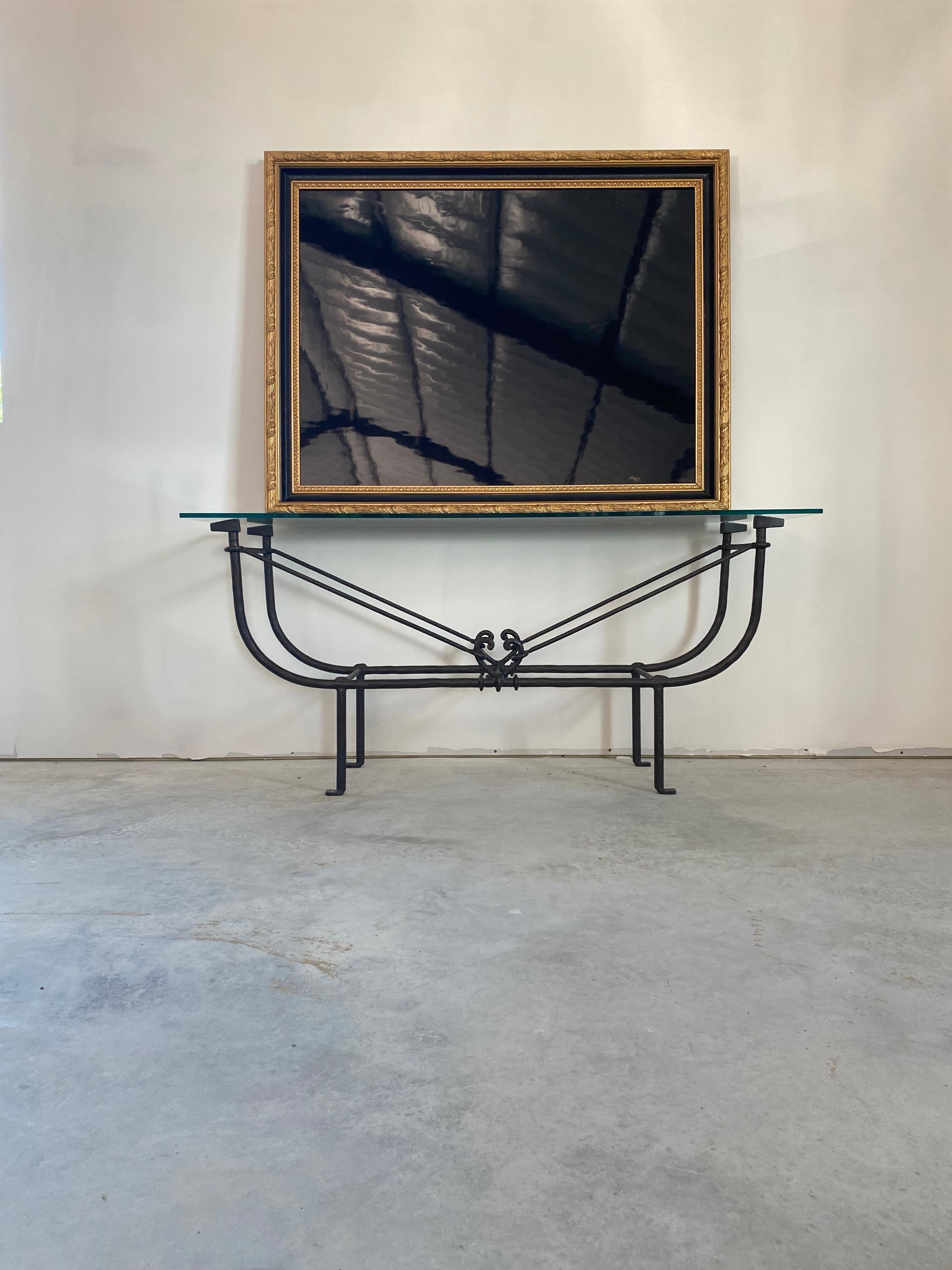 Handlackierter Klavierdeckel in vergoldetem Holzrahmen (21. Jahrhundert und zeitgenössisch) im Angebot