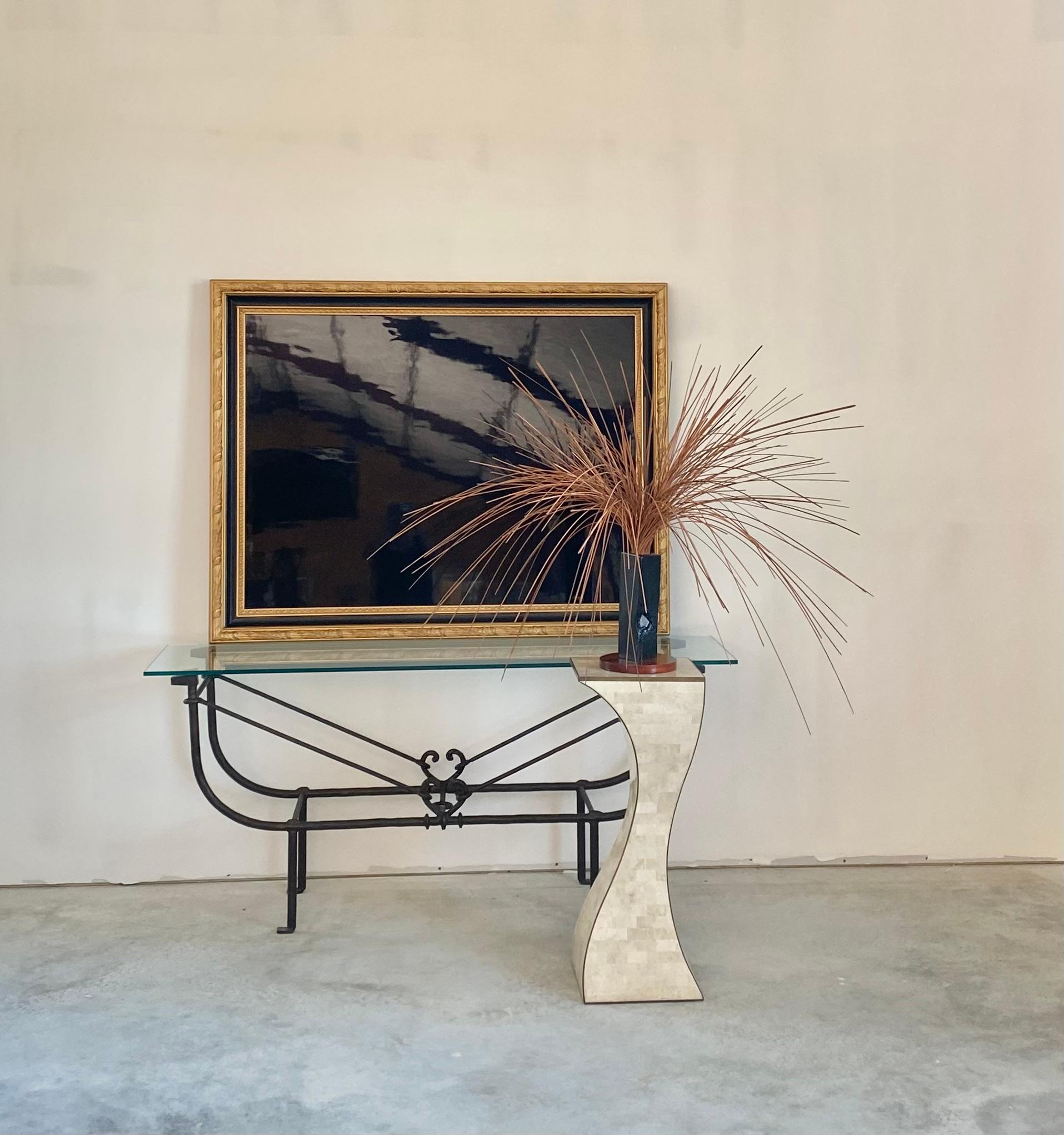 Handlackierter Klavierdeckel in vergoldetem Holzrahmen im Angebot 2