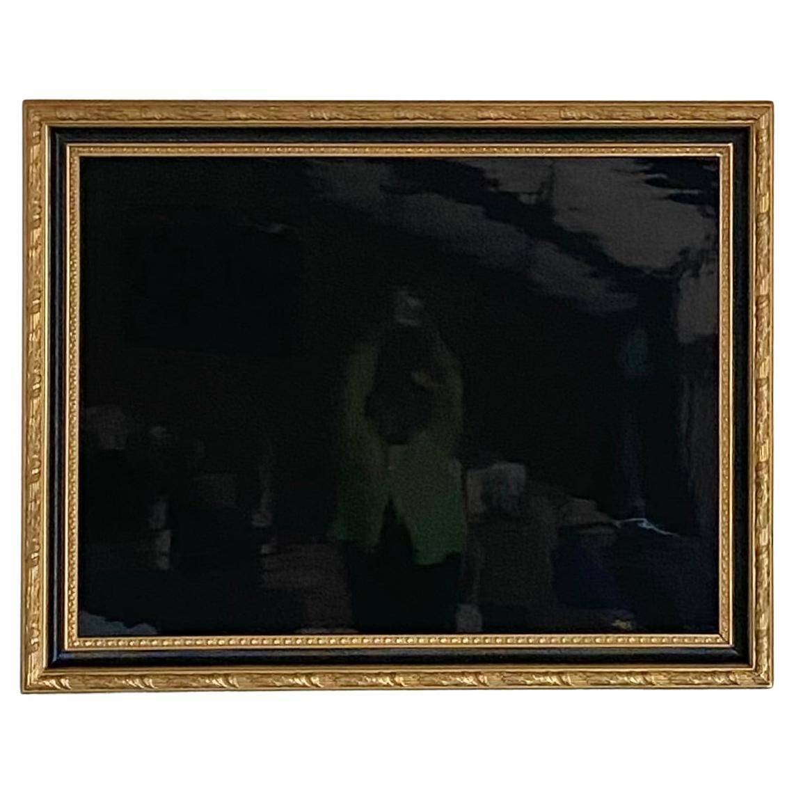 Handlackierter Klavierdeckel in vergoldetem Holzrahmen im Angebot