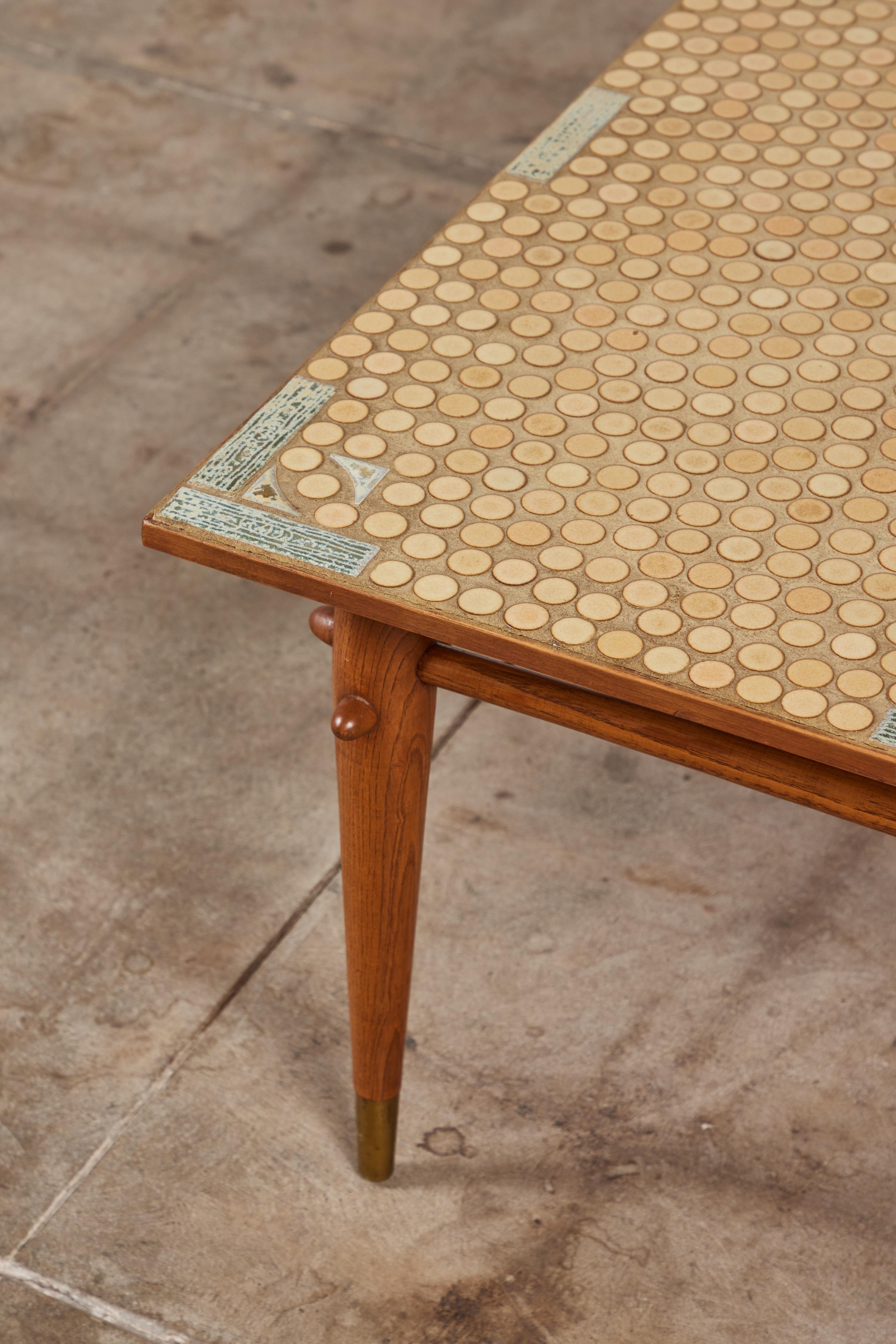 Hand Laid Mosaic Tile Coffee Table in the Style of Tue Poulsen 3