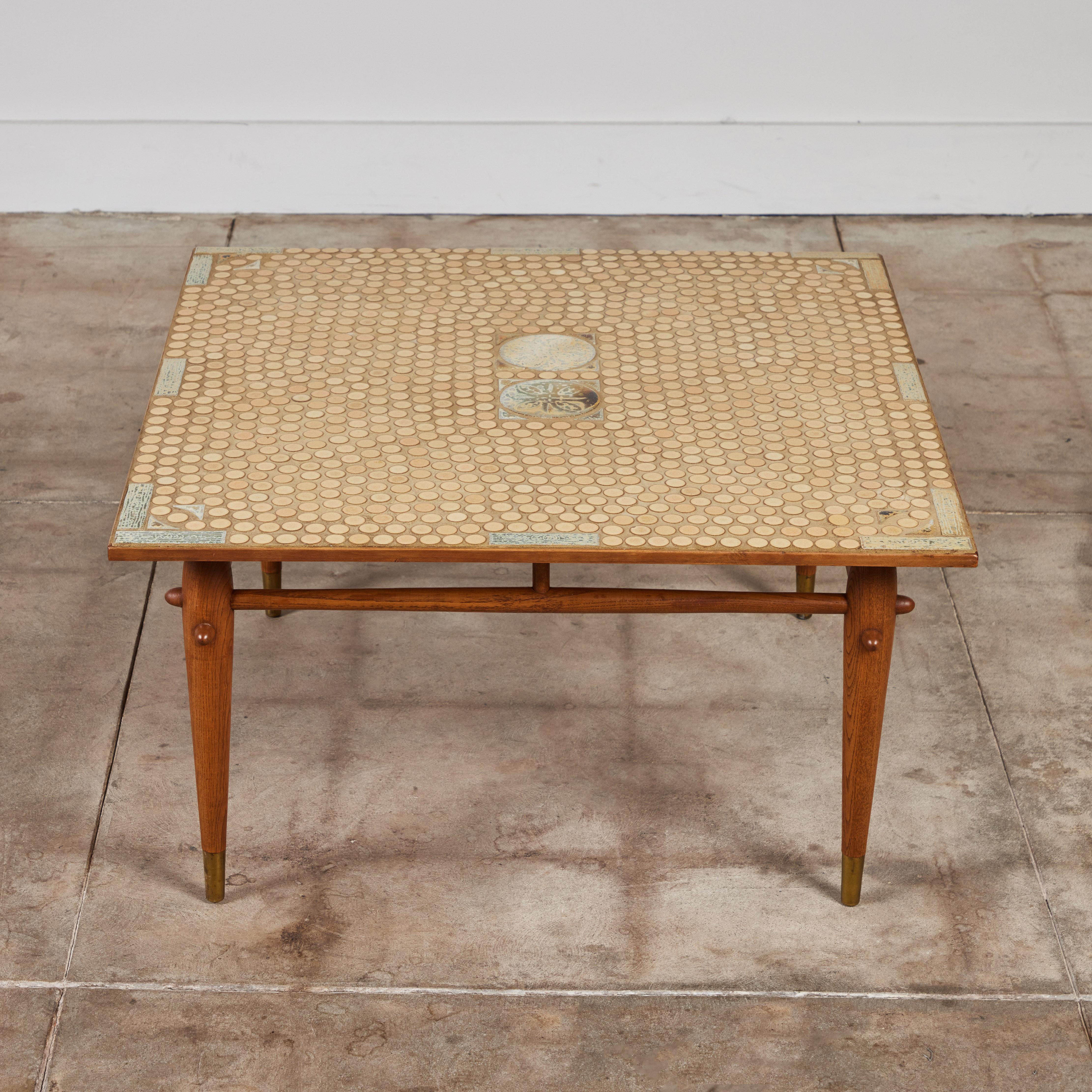 Mid-Century Modern Hand Laid Mosaic Tile Coffee Table in the Style of Tue Poulsen