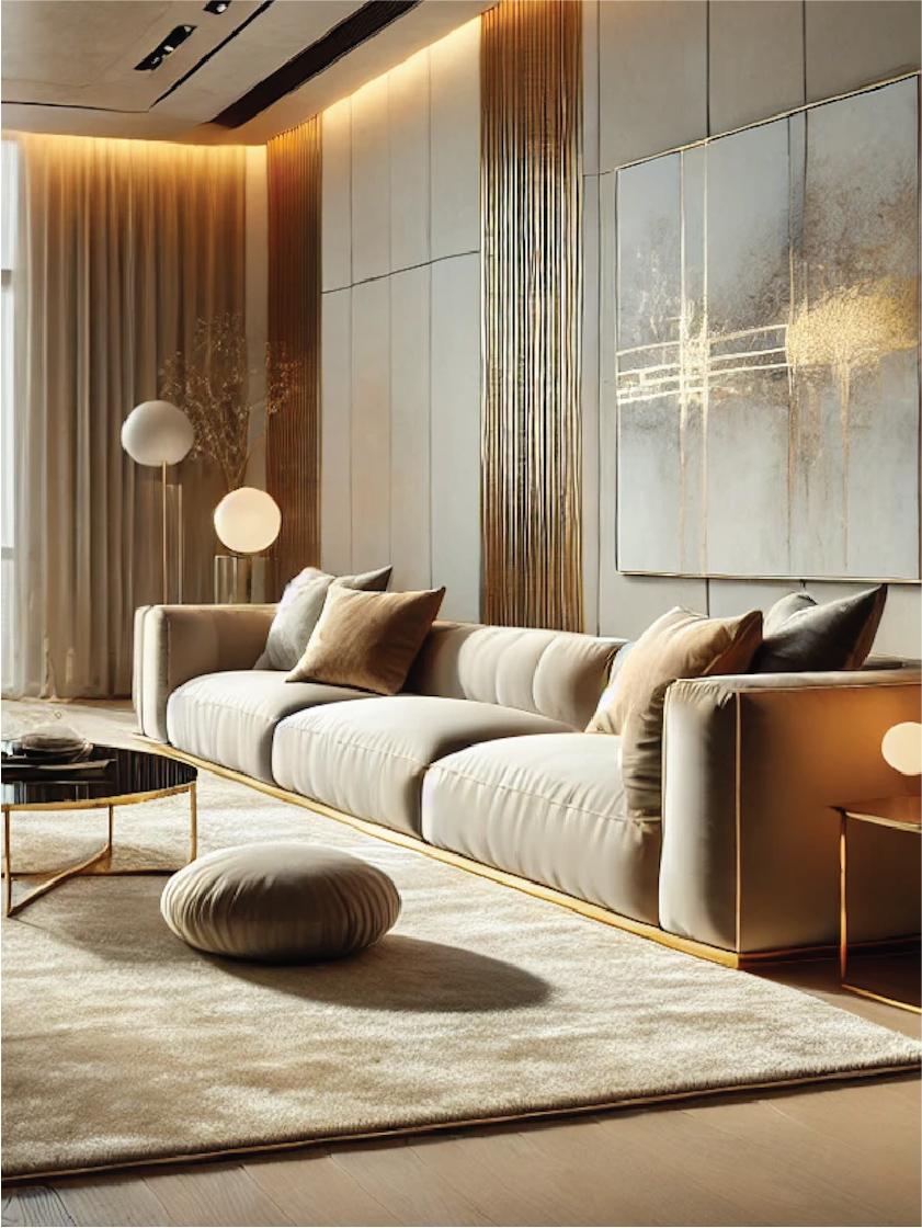 Tessuto a mano Tappeto per l'area contemporanea, Breeze Design, 6´6¨x 9´7¨, Kela Silk Gold, rilegato a mano in vendita