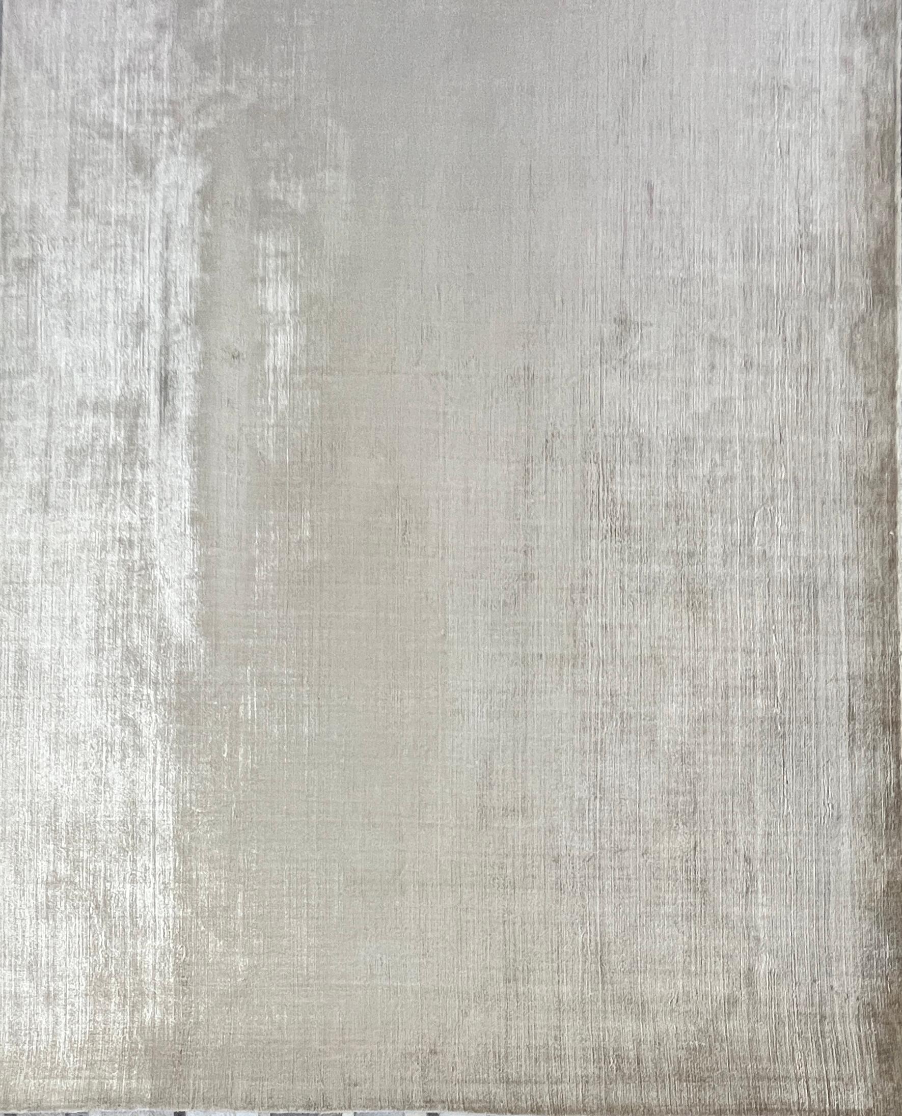 Tapis de sol contemporain tissé à la main, Breeze Design, 6'6¨x 9'7¨, Kela Silk Gold en vente