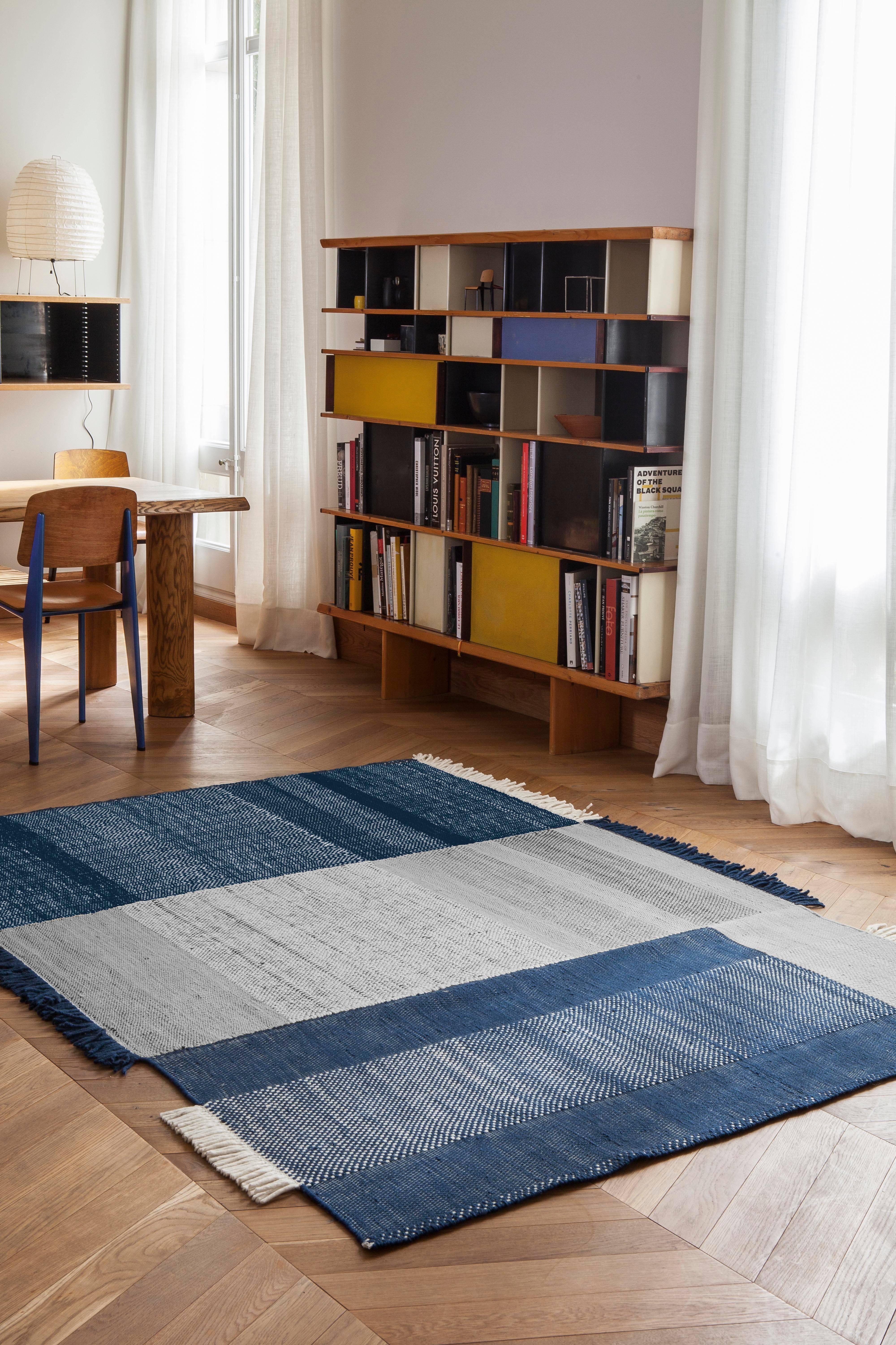 Modern Hand-Loomed Tres Rug in Blue by Nani Marquina & Elisa Padron, Extra Large For Sale