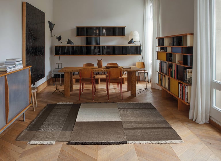Indian Hand-Loomed Tres Rug in Ochre by Nani Marquina & Elisa Padron, Extra Large For Sale