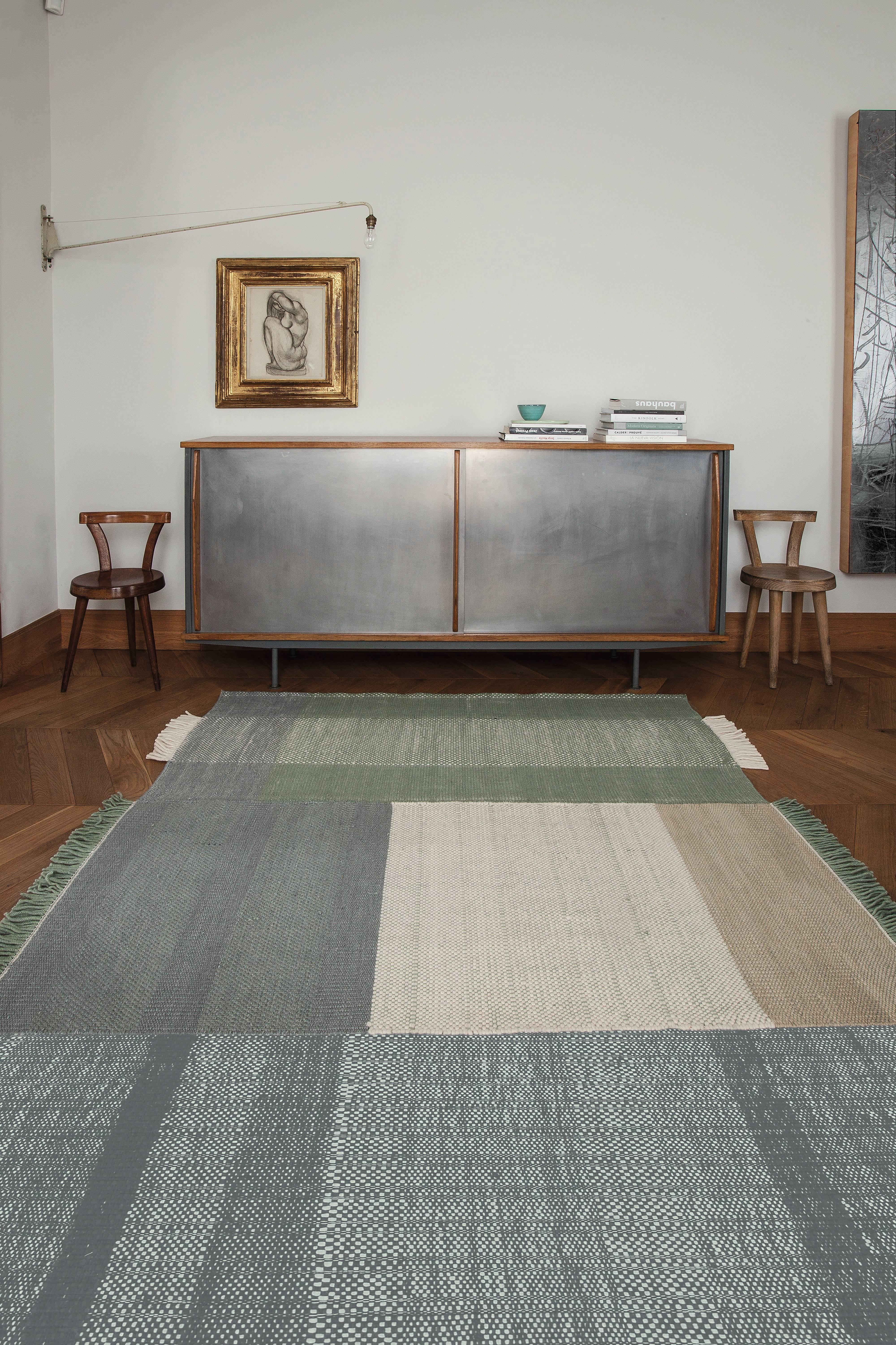 Modern Hand-Loomed Tres Rug in Sage by Nani Marquina & Elisa Padron, Extra Large For Sale