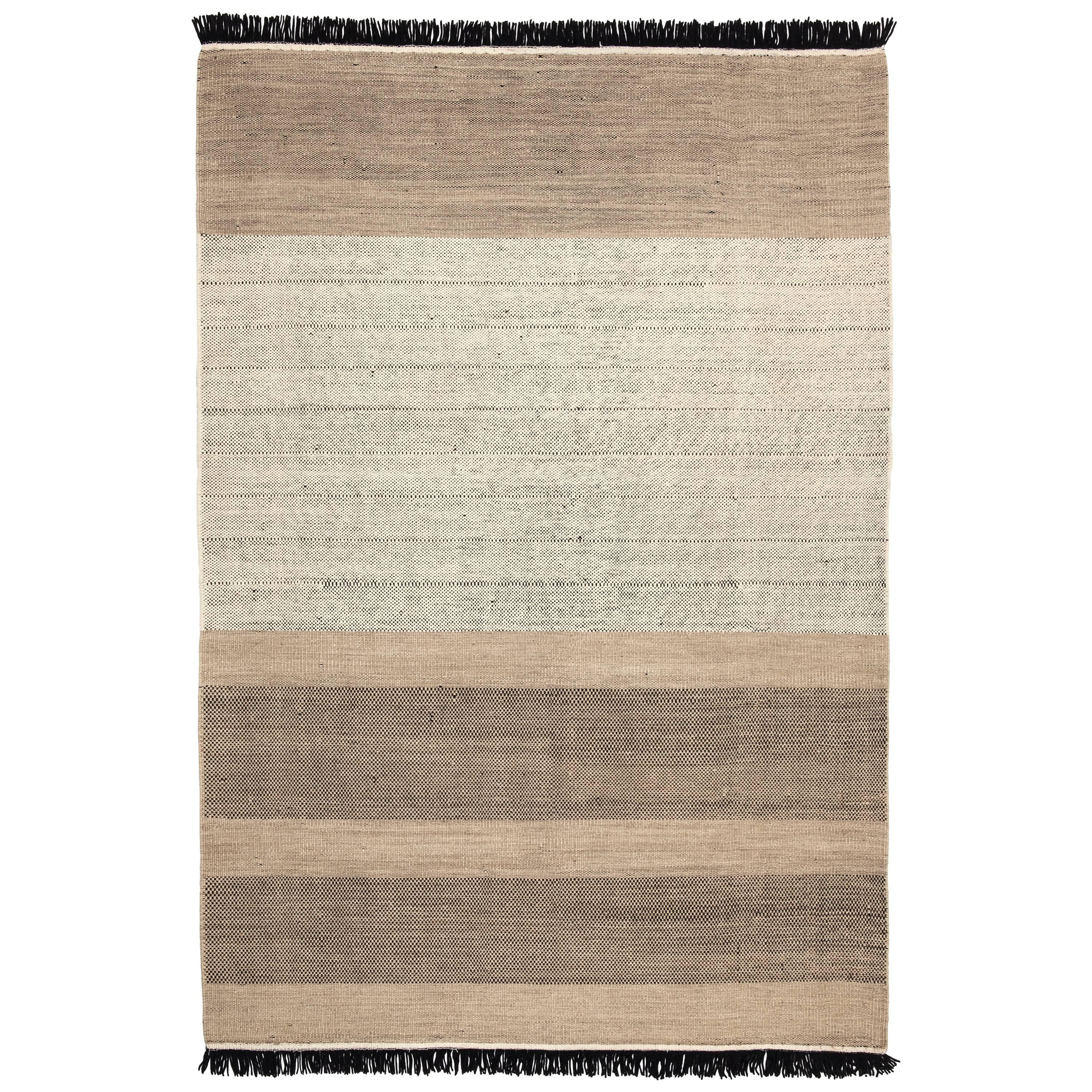 Handgewobener Tres Stripes Teppich mit schwarzen Streifen von Nani Marquina & Elisa Padron, extra groß