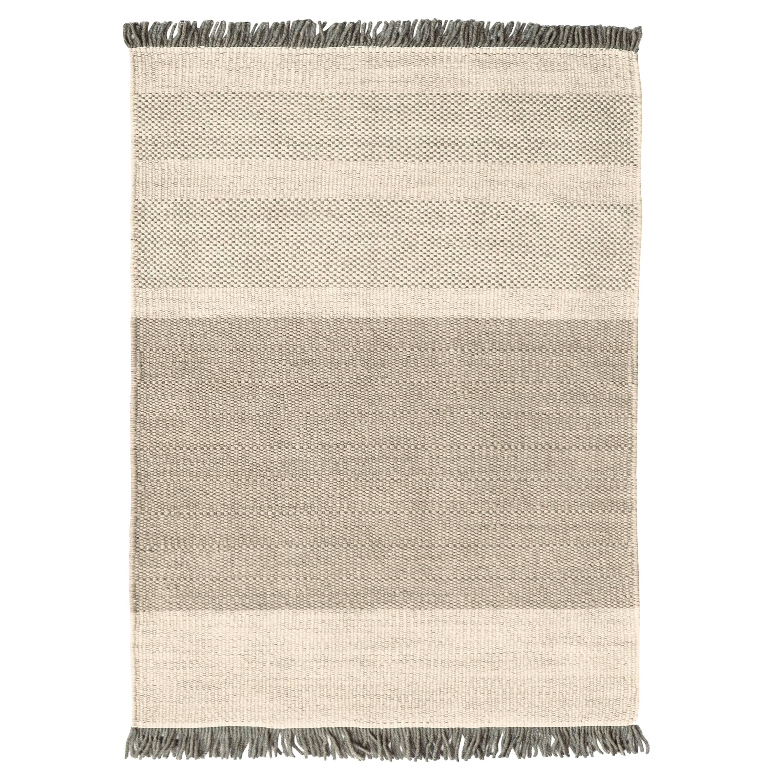 Hand-Loomed Tres Stripes Rug in Pearl by Nani Marquina & Elisa Padron, Large For Sale
